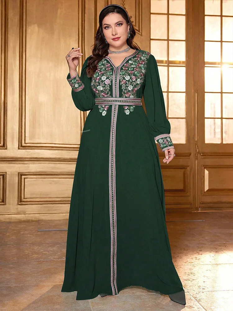 Robe maxi brodée pour femmes musulmanes, caftan grande taille, Abaya Dubai, Djellaba Eid, Ramadan, Islam, Jalabiya, Robe Caftan