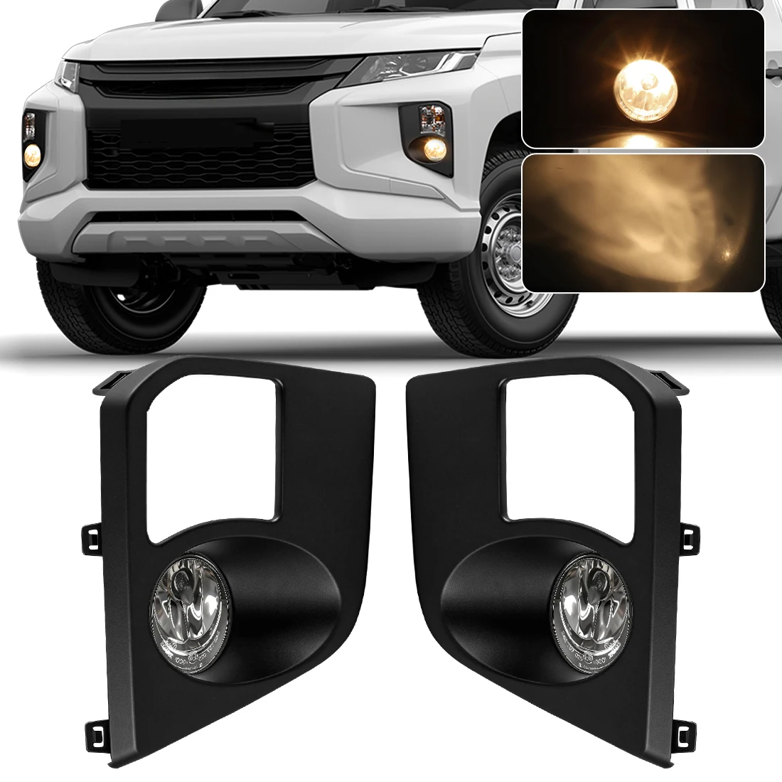 For Mitsubishi TRITON L200 2019 2020 Halogen Front Fog Lamp Kit Daytime Running Light Fog Light Kit Turn Signal Driving Lamp 12V