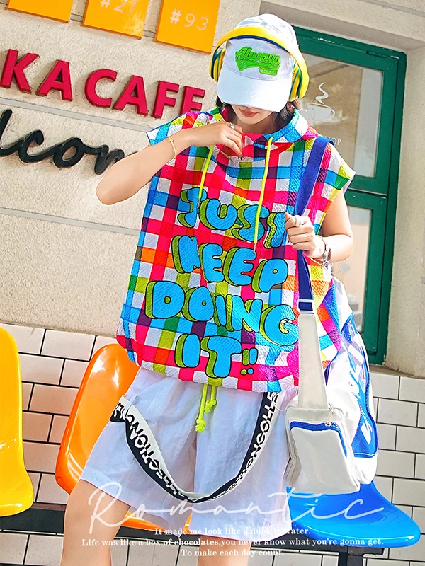 White Black Letter Belt Casual Shorts Spring and Summer New Contrasting Colors Trendy Brand Simple Loose Beach Pants Women