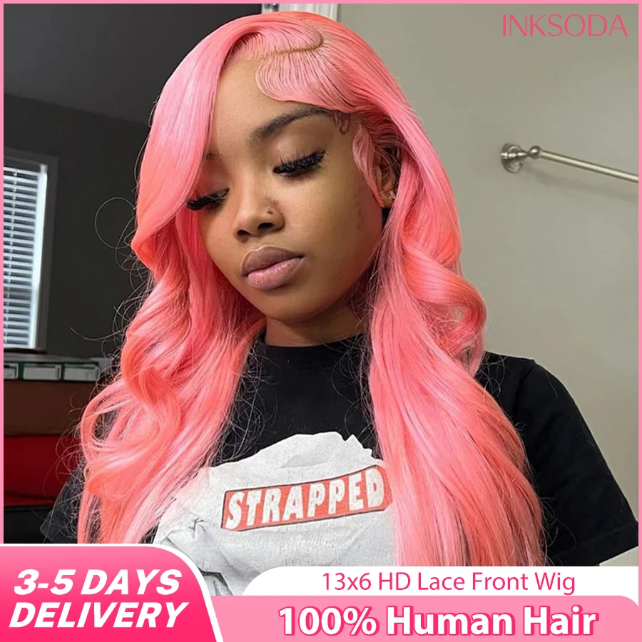

Pink Wig Body Wave Human Hair Wigs 13x6 HD Lace Frontal Wig 30 32 Inch 13x4 Lace Front Wigs 220 Density Brazilian Hair For Women