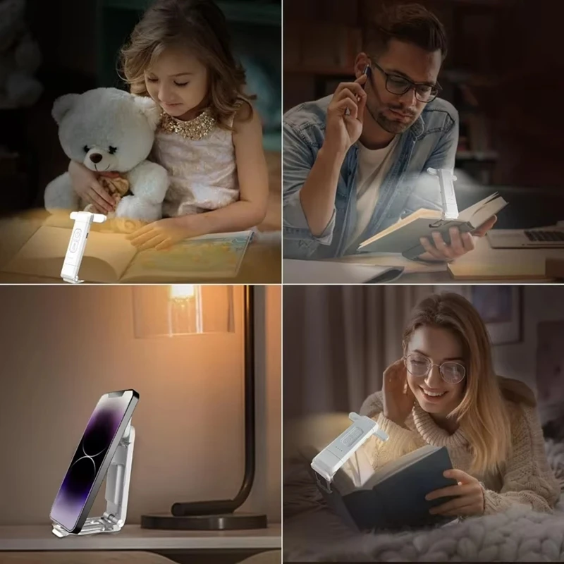 USB Rechargeable LED Reading Light - Clip-On Book Light, Portable Bookmark Light With Adjustable Brightness