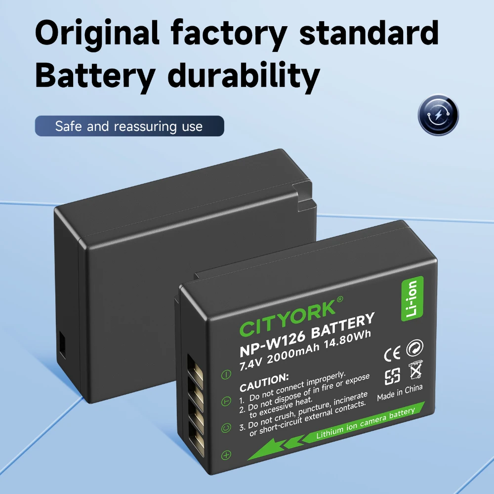 NP-W126S NP W126 Battery with NP-W126 USB LCD Charger for Fujifilm Fuji XT20 XT3 XPro1 X-PRO2 XT30II XM5 X100VI X100V XS10 XT30