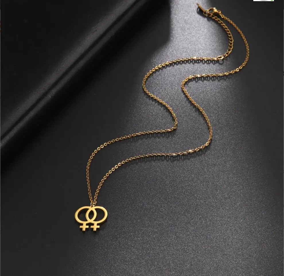 1PC Fashion Feminist Necklace for Women Stainless steel Vintage Female Symbol Pendant Choker Necklaces Protection Jewelry F1129