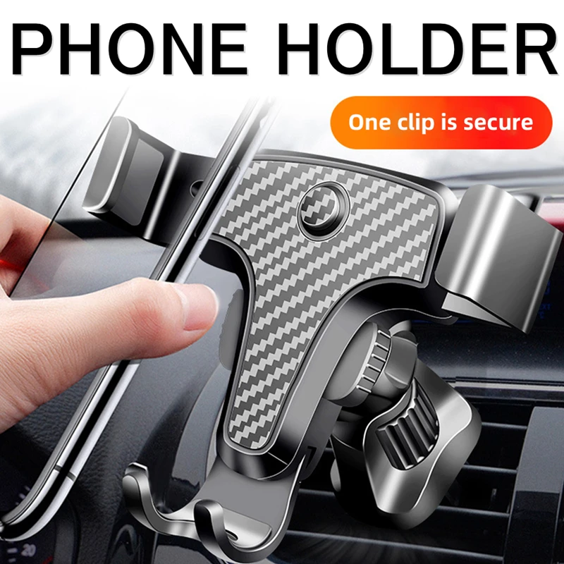 Mobile Phone Holder Car Air Outlet Gravity Stand Hands Free Smartphone Bracket Mount Clip for IPhone Samsung S24Ultra Universal