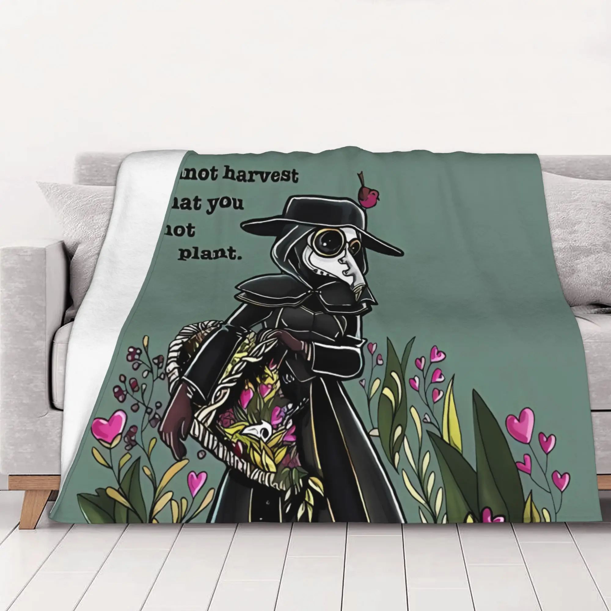 1PC home Cutecore You Cannot Harvest Plague Doctor Blanket Super Cosy Plush Home Living Room Sofa halloween