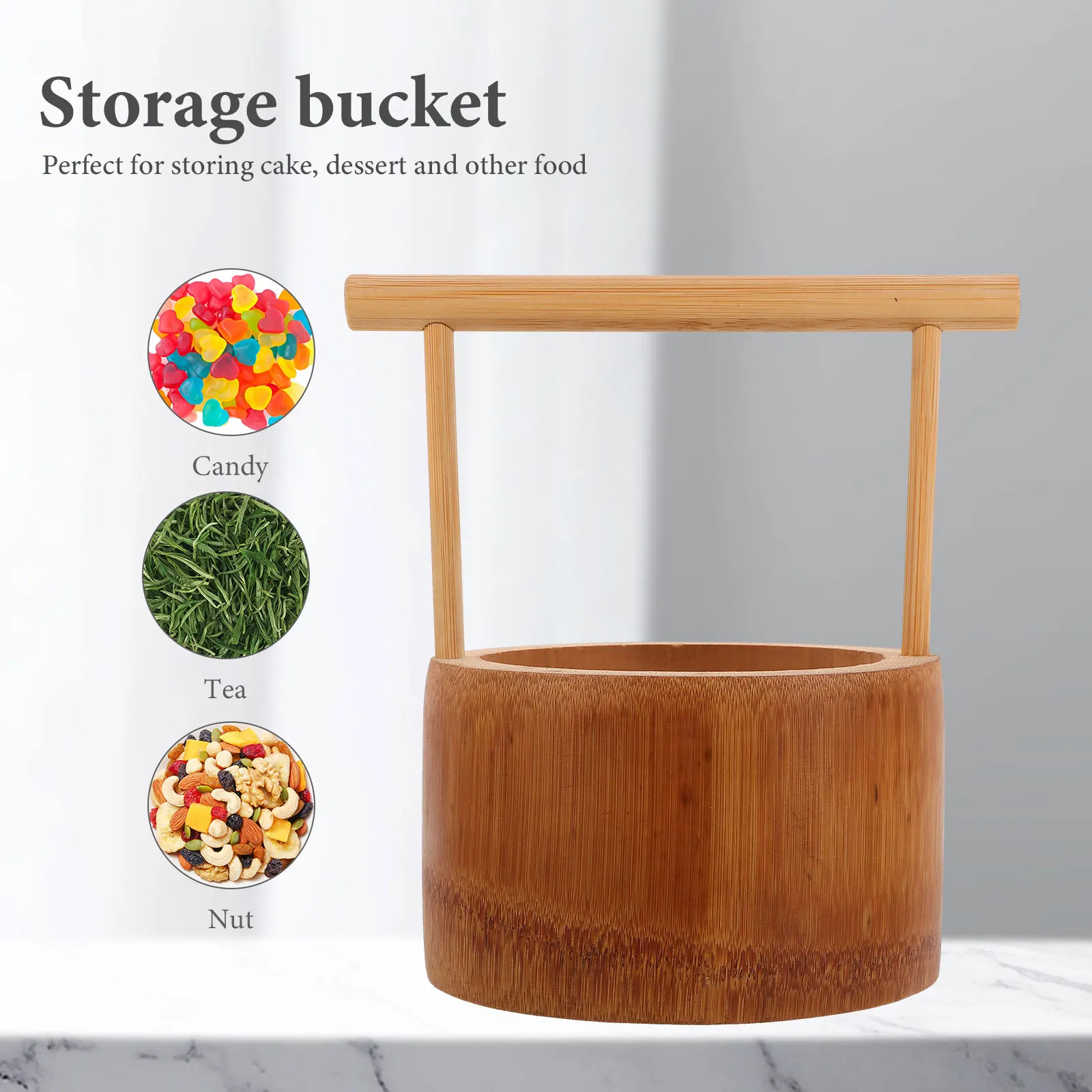 

Bamboo Bucket Handle Multi-Use Storage Organizer Delicate Candy Chocolate Holder Festival Decorations Home Dinner Gathering