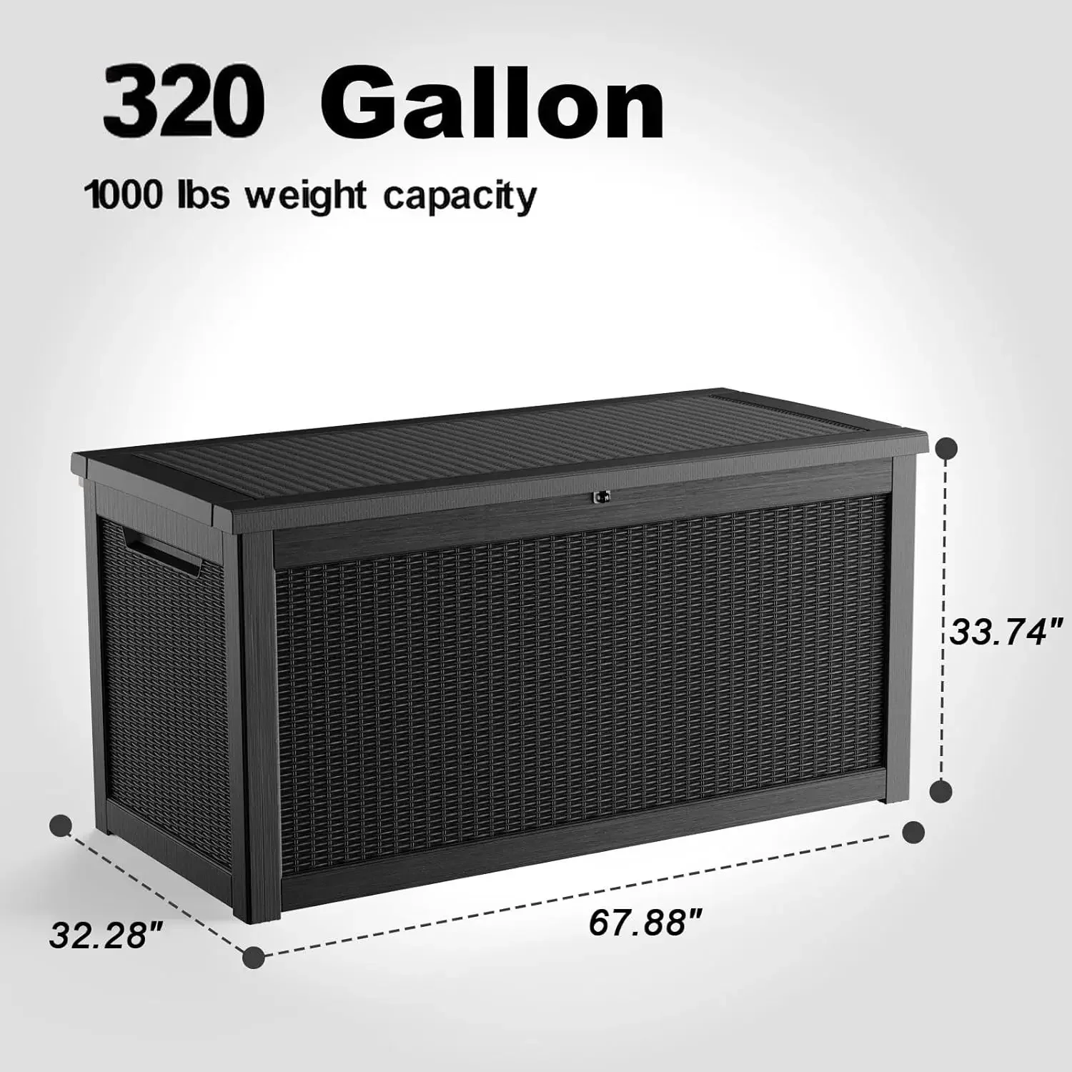 320-Gallon Outdoor Storage Box, Heavy-Duty Reinforced Resin Deck Box, Large Storage Bin with Lockable Lid, Waterproof Container