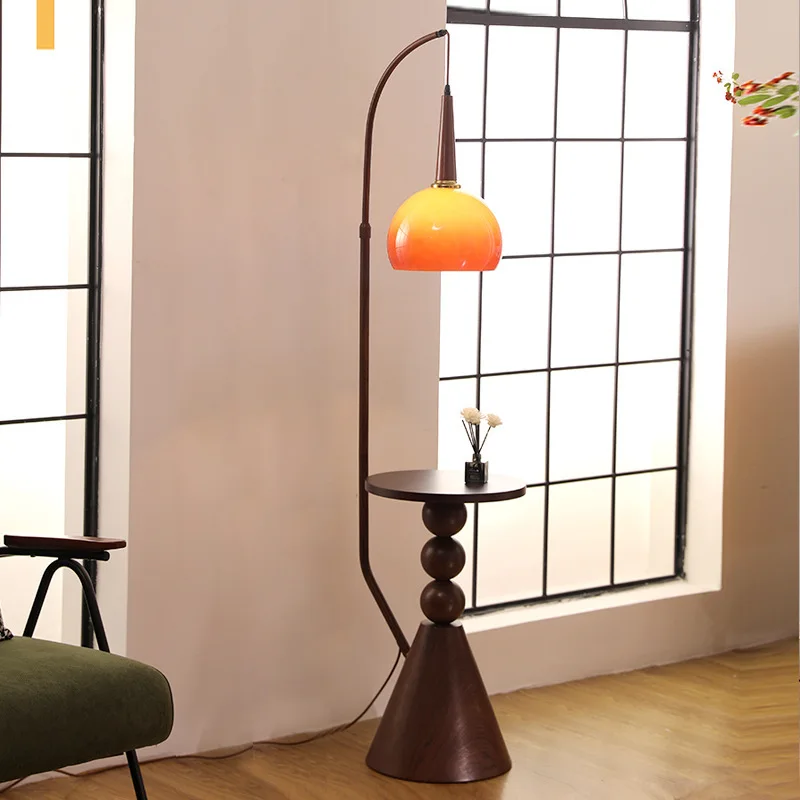 

Vintage Pomelo Floor Lamp with Side Table - Retro Sofa & Bedside Stand for Living Room & Bedroom