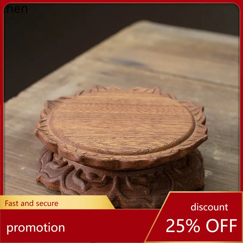 

Cz statue bottom solid wood carving heightened worship gong ornaments stand lotus seat for home worship