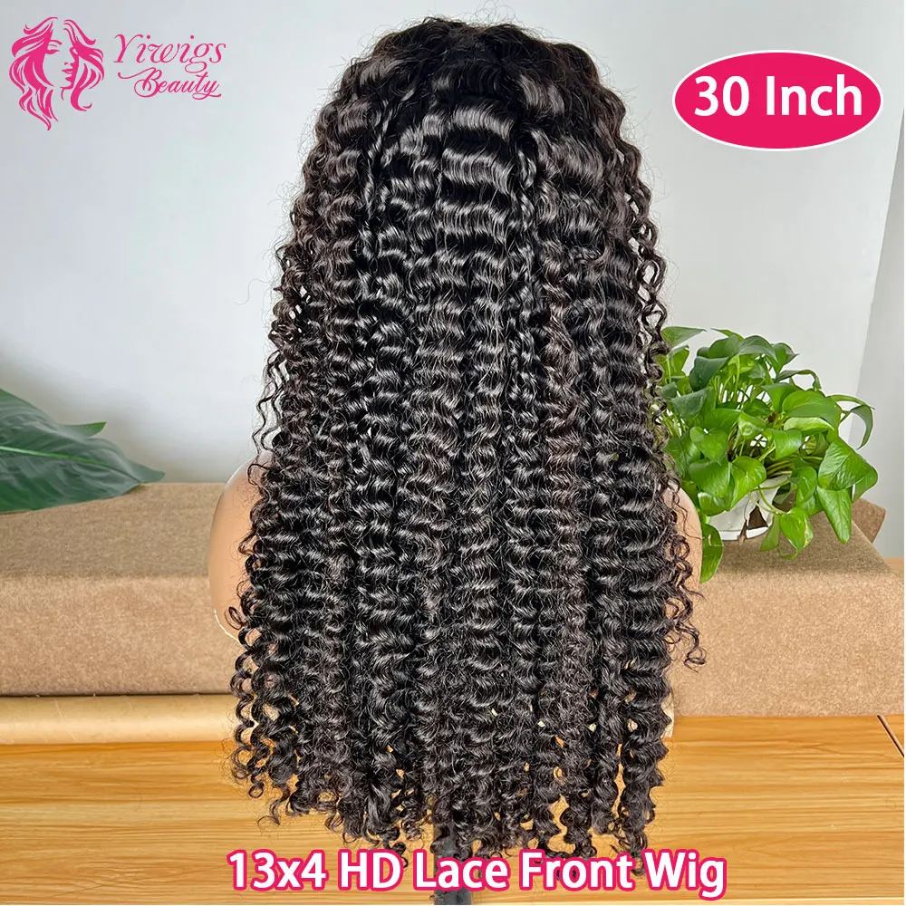 Double Drawn Deep Curly 13x4 HD Lace Frontal Wig 250 Density Wigs On Clearance Sale 4x4 Curly Human Hair Wig 30 Inch