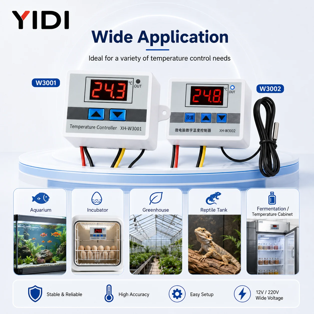 5Pcs W3001 W3002 W3005 W1088 W1099 Digital Temperature Humidity Controller 12V 220V Microcomputer Thermostat Hygrostat