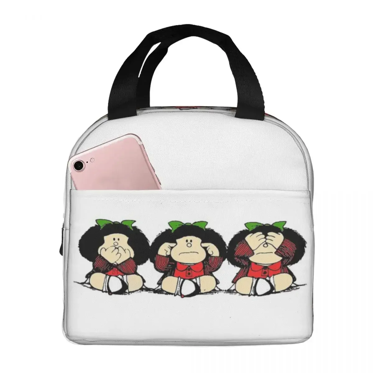 

Mafalda And His Gestures Insulated Lunch Bag Large Cartoon Lunch Container Cooler Bag Lunch Box Tote College Food Storage Bags