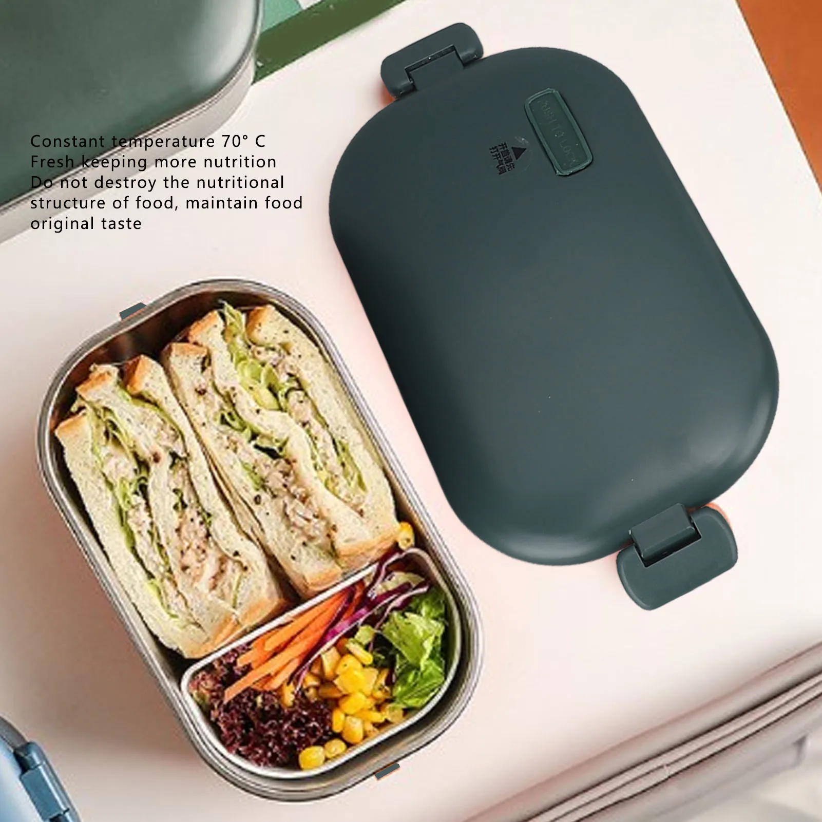 

1L Electric Lunch Box 48W Portable Food Warmer with Efficient Even Heating 12V Travel And Office Use Washable