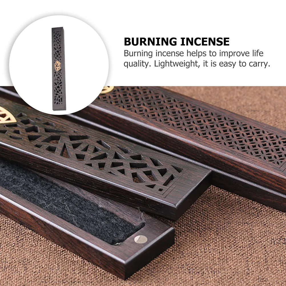 

1PC Wood Incense Box Household Tabletop Burner Lightweight Flame Retardant Cotton Included Tea Room Temple Office Decor