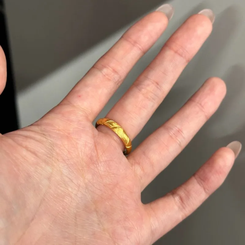 خاتم عادي من الساتان المنسوج باللون الذهبي، حلقة مفتوحة للنساء، خاتم متعدد الاستخدامات، تصميم فاخر وخفيف الوزن، مجوهرات ذات إحساس #3