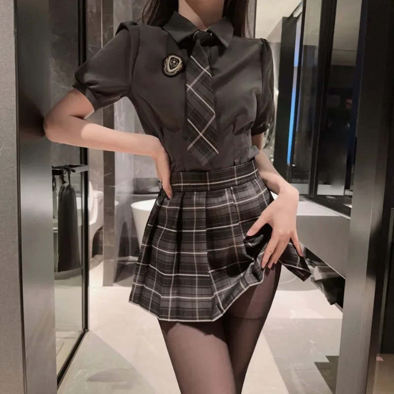 Plus Size JK Cosplay Costumes Japanese School Girls Uniform Pleated Mini Skirt Women Lingerie Night Roleplay Temptation Outfits