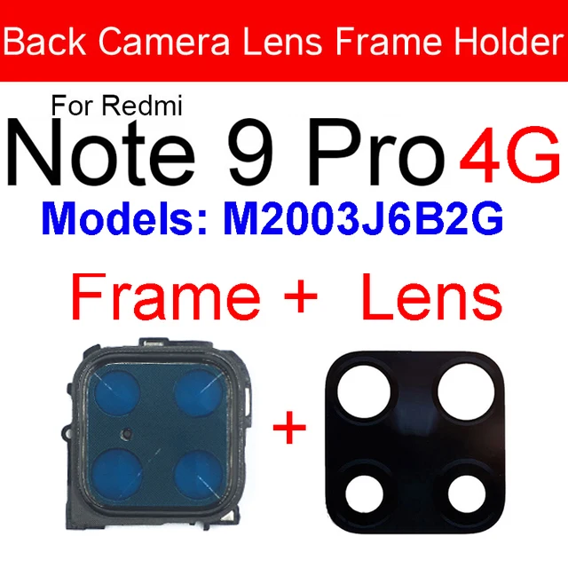 Main Rear Camera Glass Lens Frame Holder For Xiaomi Redmi Note 9 9s Note 9 Pro 5G Back Glass Lens Cover Adhesive Sticker Parts