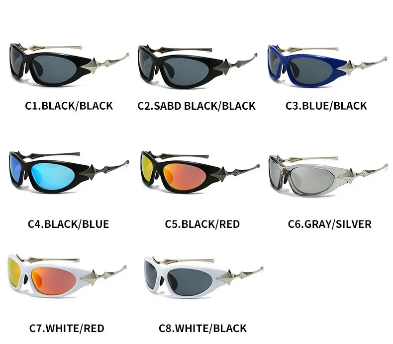 Steampunk Cat Eye Sonnenbrille Frauen neue Mode übergroße Punk Sonnenbrille für Damen Retro 2000's Brille y2k Accessoires – Detail 8