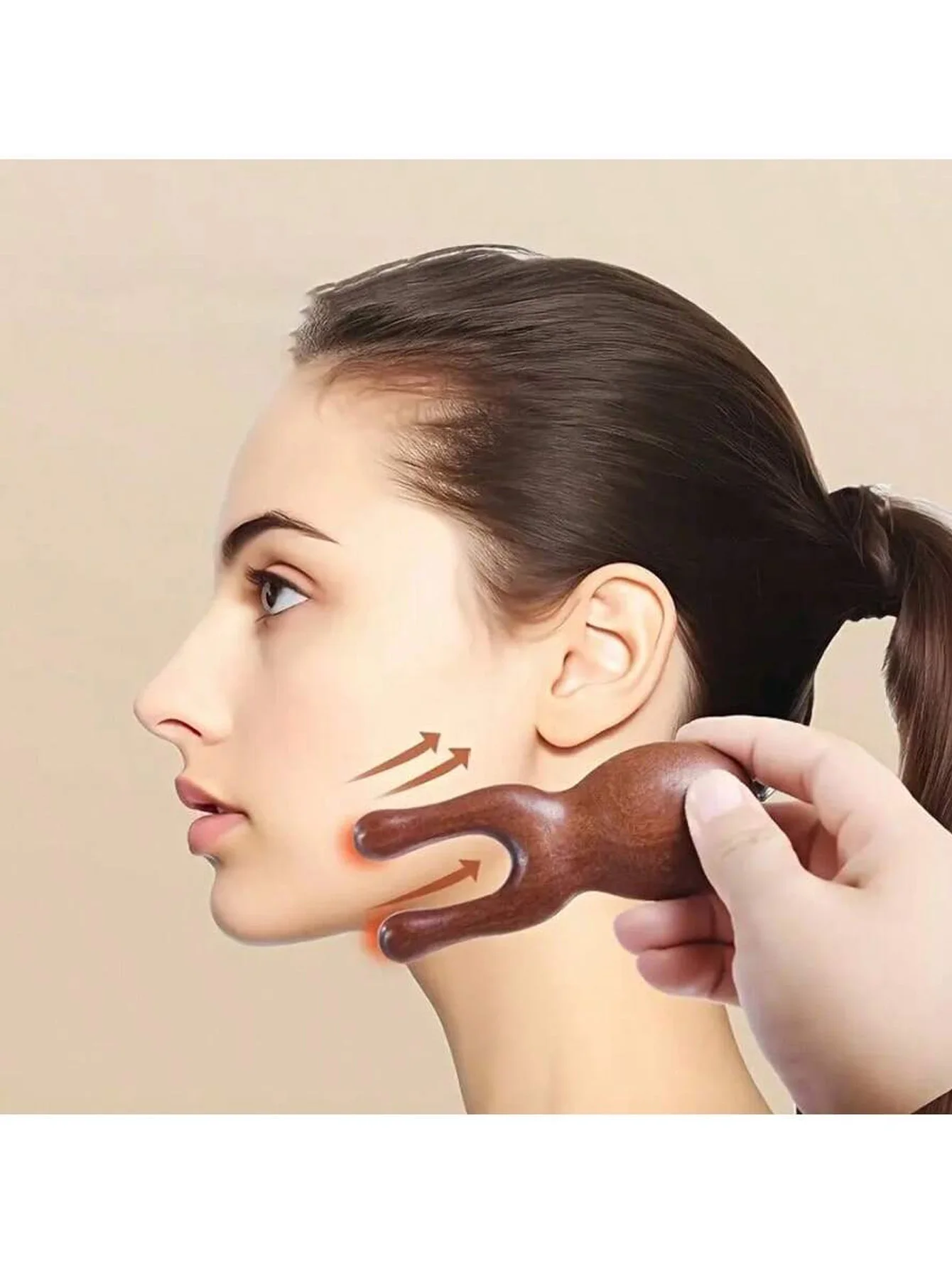 Masseur facial en bois, peigne de massage en bois en forme de petite grenouille pour le contour des yeux et le pont nasal, grattoir facial pour les méridiens de la tête à usage domestique