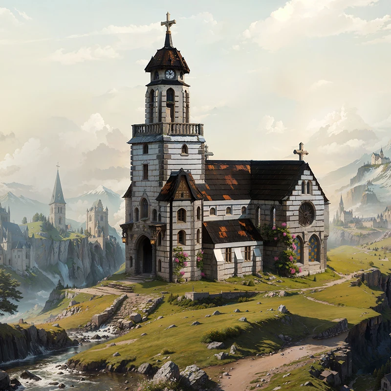 6172 부품 MOC-33925 모듈식 중세 유럽 교회 건축 모델 조립 키트 블록 벽돌 교육용 장난감 선물