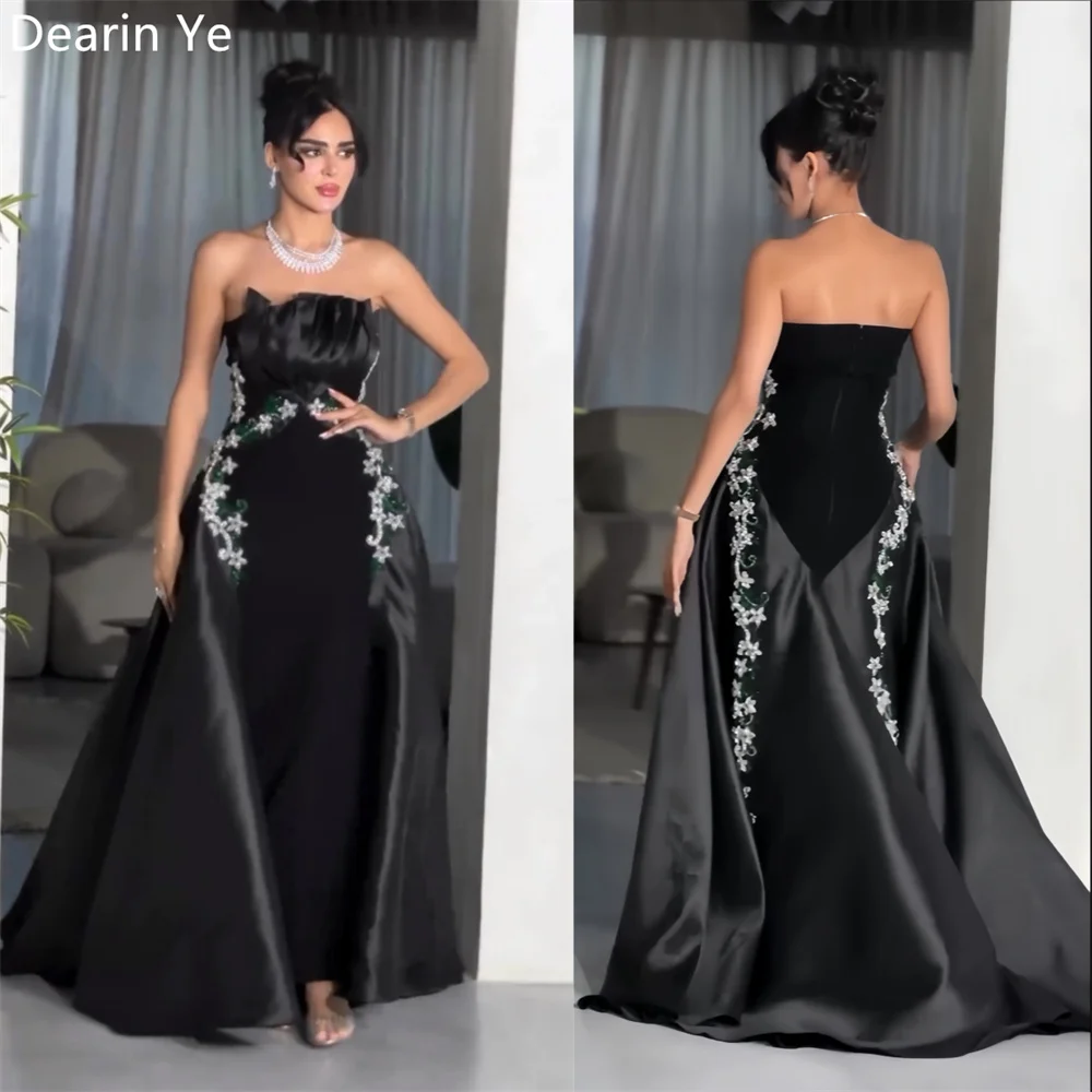 

Saudi Arabia Formal Gown Dearin Strapless Ball Floor Length Open Back Skirts Draped Sleeveless Applique Bespoke Occasion Dresses