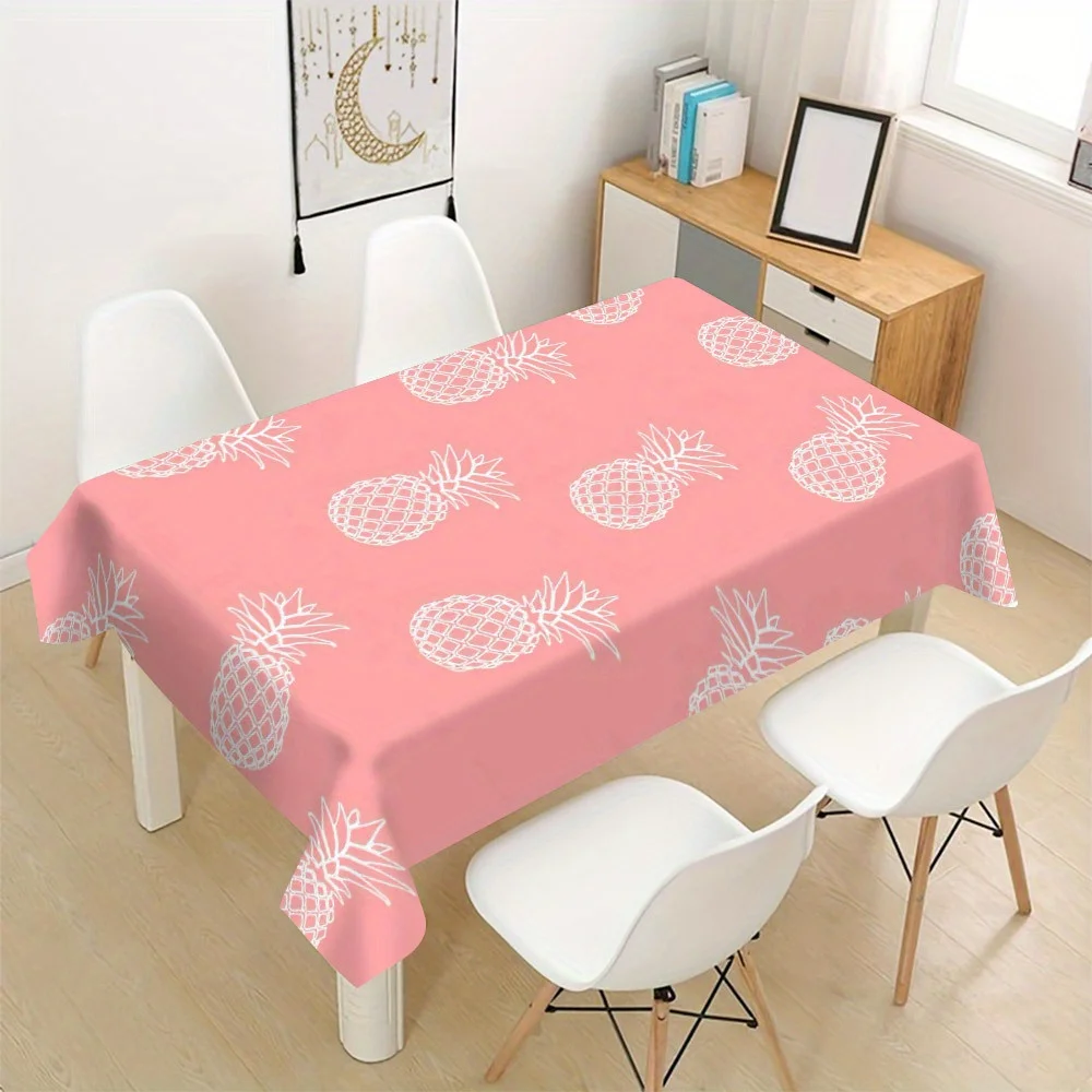 Cute Pineapple Print Waterproof Tablecloth for Dining Room Kitchen Picnic Outdoor Party Decor
