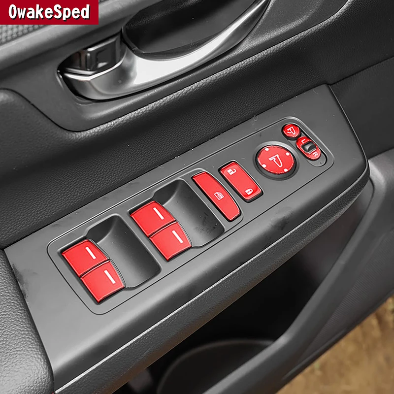 

Car Styling Window Glass Lifting Buttons Decals Decoration Cover Trim For Honda CRV 2023 Aluminium Alloy Interior Accessories