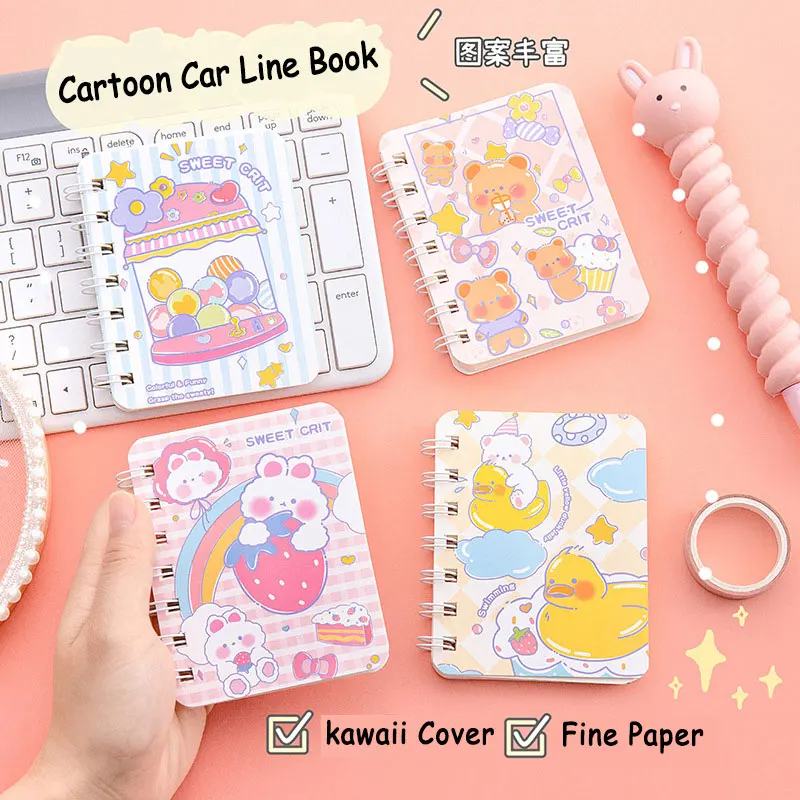 1/2/3 Random Kawaii Books Set A7 Small Notepad Coil Notebook 80 Sheets Cute Korean Stationery School Supplies for Students