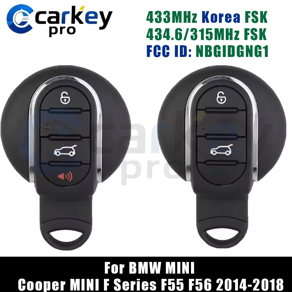 Carkeypro 3+1/3 Button Smart Key 315MHz 433MHz Korea NBGIDGNG1  For BMW MINI Cooper MINI F Series F55 F56 2014-2018