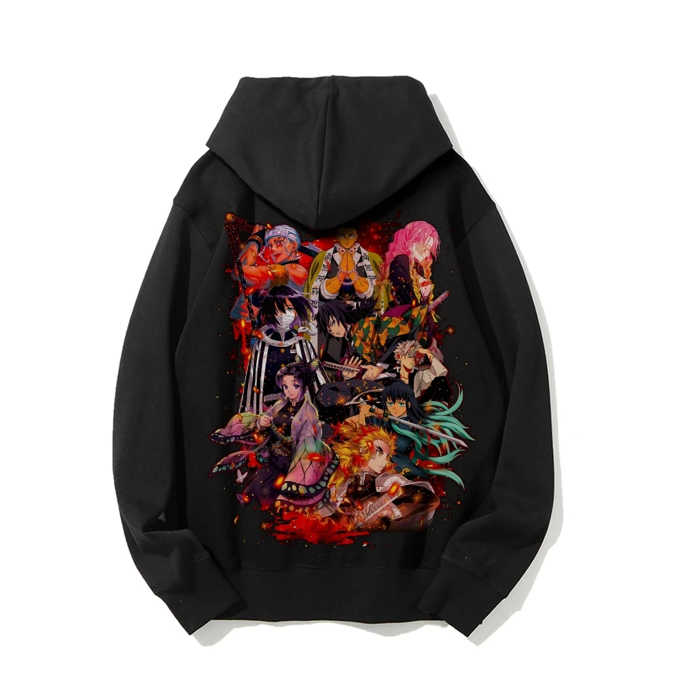 デーモンスレイヤーコットンユニセックスアニメパーカー男性女性スウェットシャツプルオーバーオーバーサイズストリートカジュアル Y2k 服秋冬新