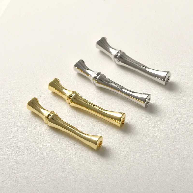 2/6PCS Gold Plated Tube Spacers,Bamboo Joint Through-hole Spacer Bead,Jewelry Bail,DIY Necklace/Bracelets Dainty Accessories