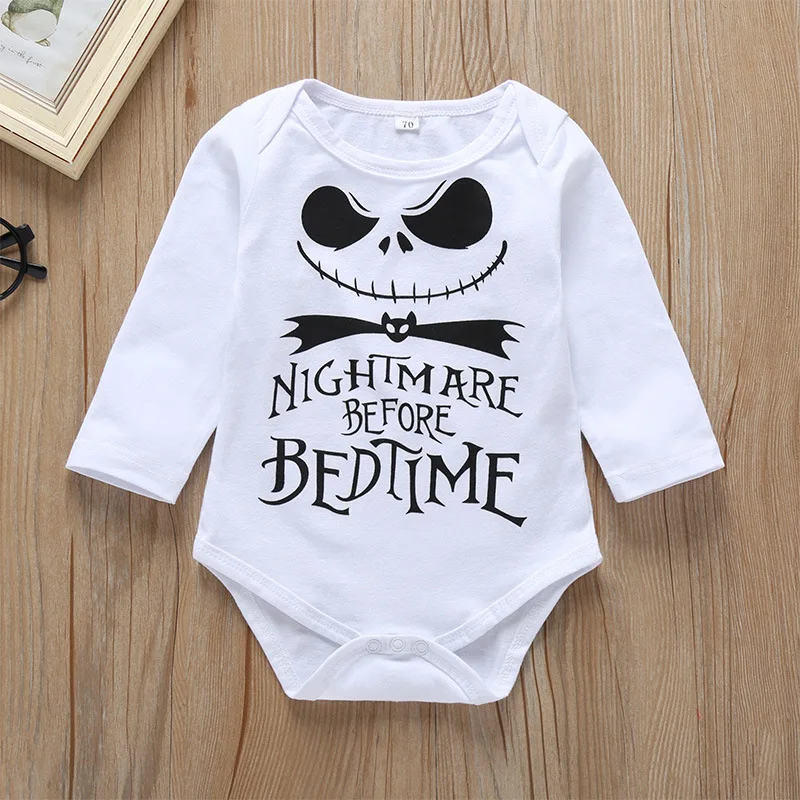 Baby Boy Girl Halloween Clothes Sets Newborn Infant Baby Cotton Letter Print Long-Sleeve Tops+Strip Pants+Hat 3 Piece Suits