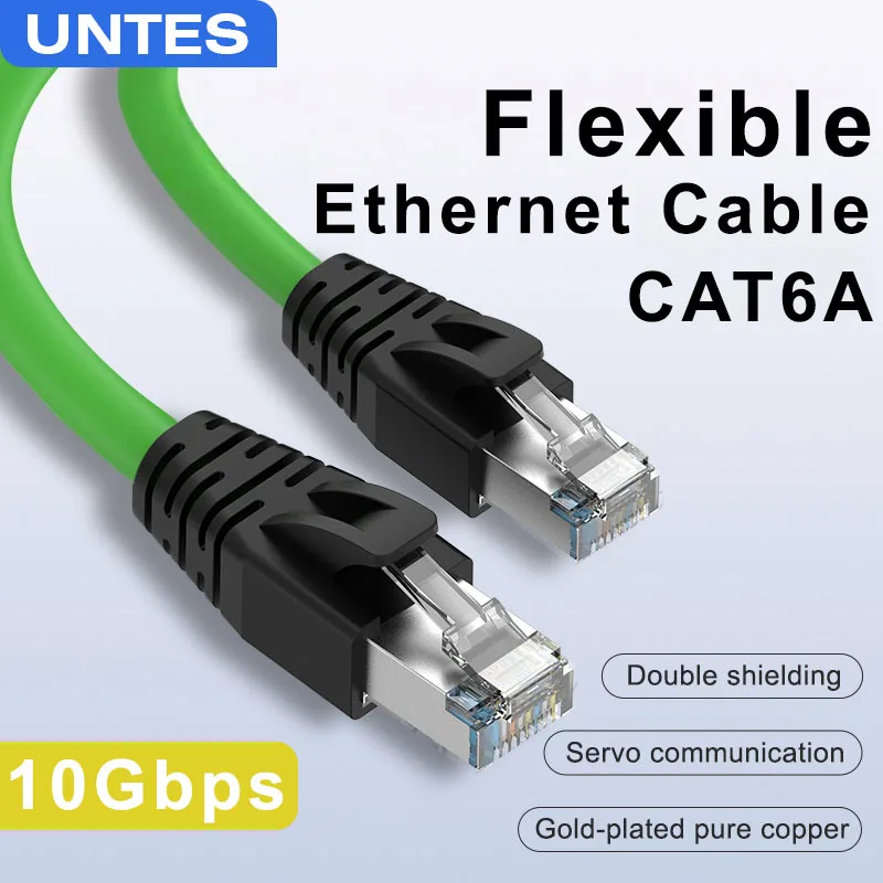 

UNTES Flexible Cat6A Ethernet Cable 10Gbps SFTP Cat 6A Patch Cord for ADSL PLC Servo Motor Ethernet Swicth PC RJ45 Network Wire