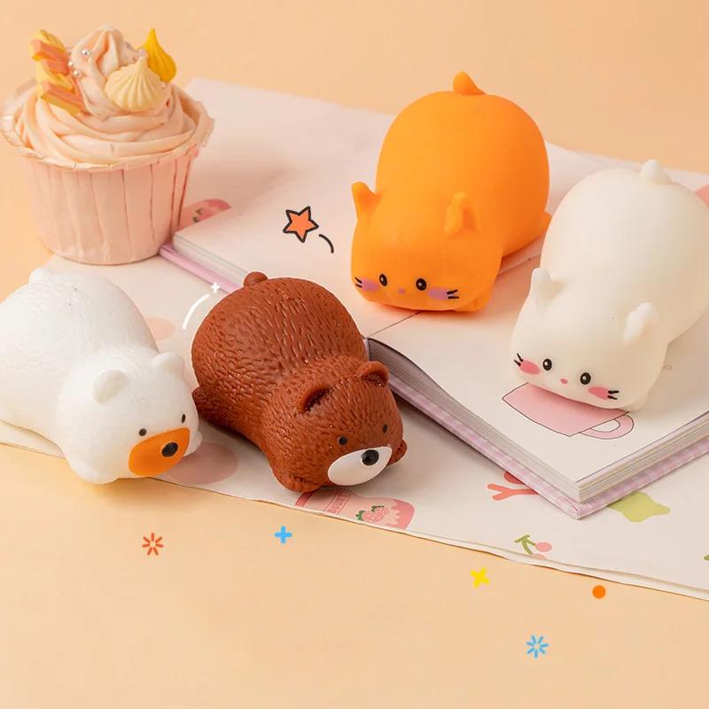 かわいいシミュレーションクマのスクイーズフィジェットトイ、かわいい猫のスローリバウンドストレス解消感覚スクイーズ玩具、大人子供向けホリデーギフト