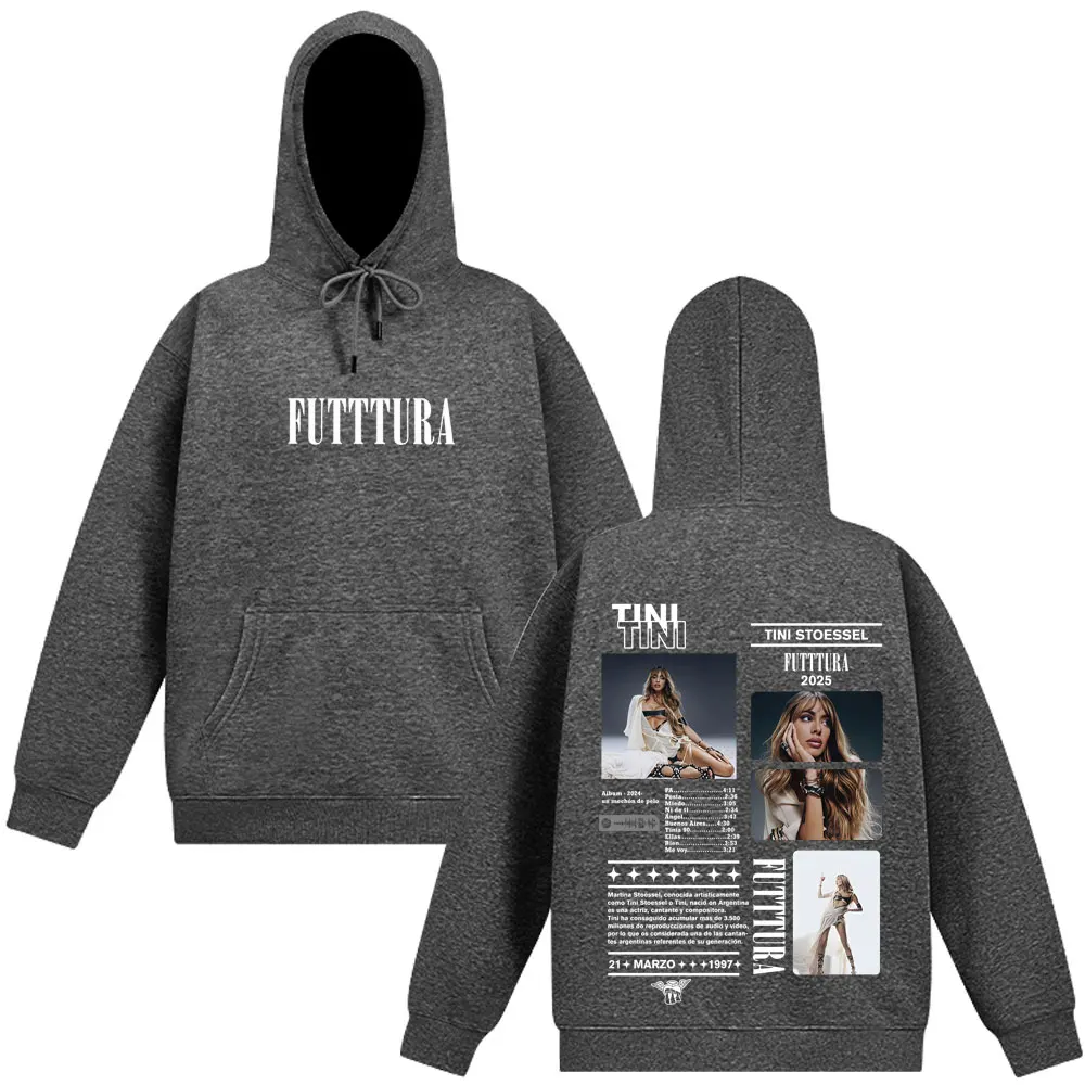 المغني TINI STOESSEL 2025 جولة موضة طباعة هوديي الرجال النساء خمر بلوزات بقلنسوة عادية بأكمام طويلة الراحة البلوز #3