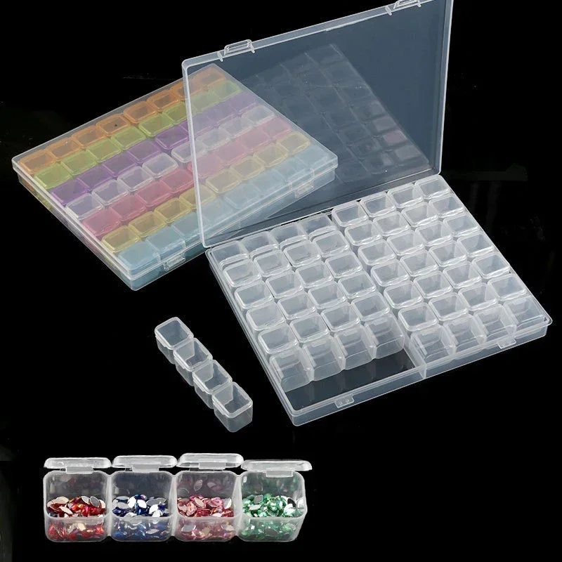 28/56 Grids DIY Diamond Storage Box Grids Clear Nail Art Rhinestones Tools Jewelry Beads Display Storage Case Organizer