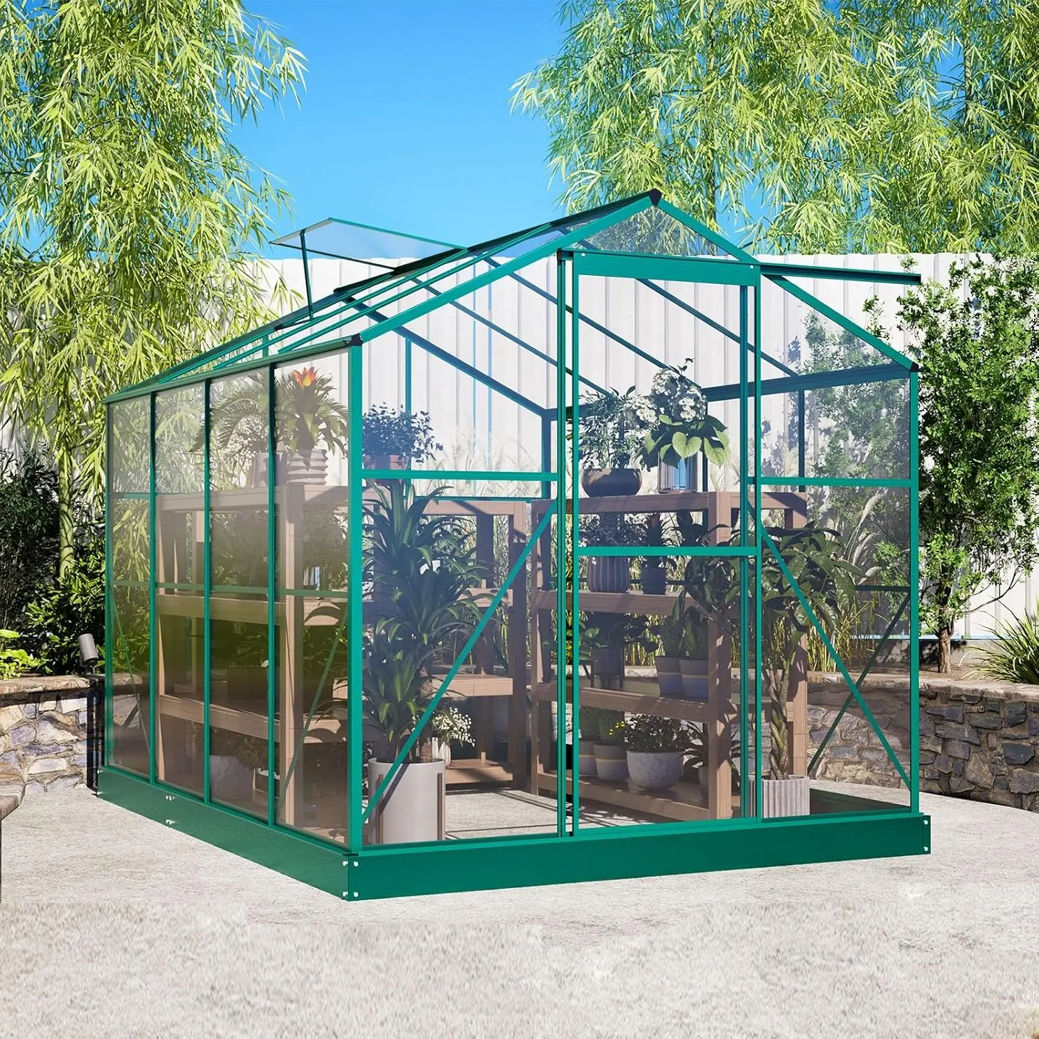 

6x8 FT Walk-in Greenhouse Kit with Polycarbonate Panels & Aluminum Frame, Green Houses for Outside,Backyard Discovery Greenhouse