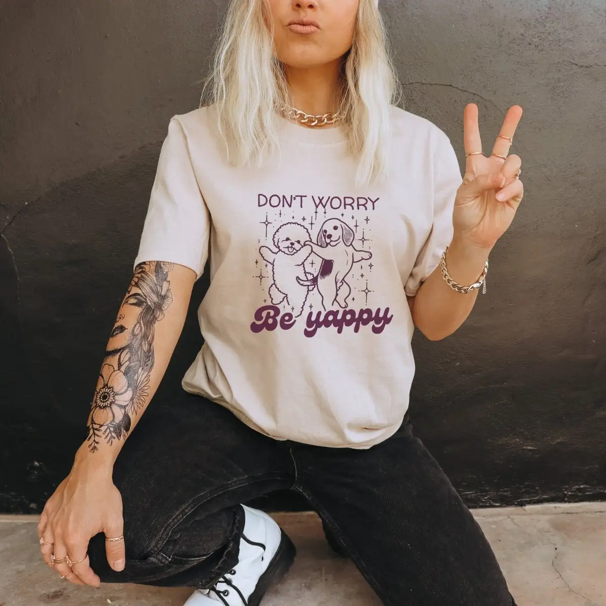 Don'T Worry Be Yappy T Shirt Dog Lover Professional Yapper Meme Funny Weirdcore Absurd Mom