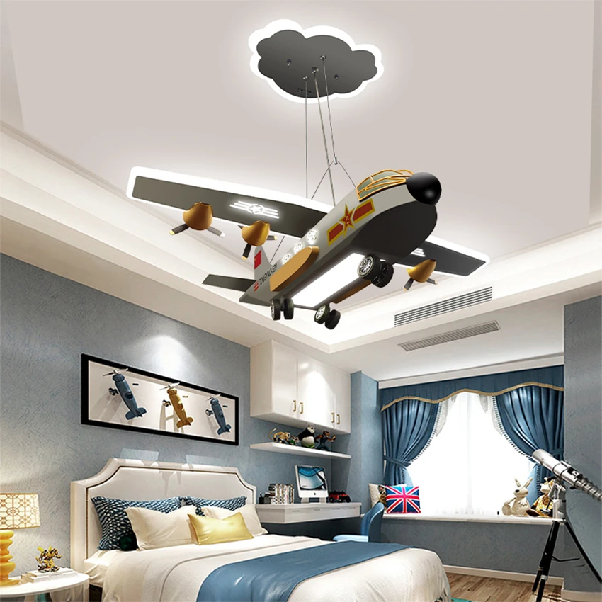 Cartoon color model airplane light ceiling light kids room light modern boy bedroom study decoration lighting hanging lights