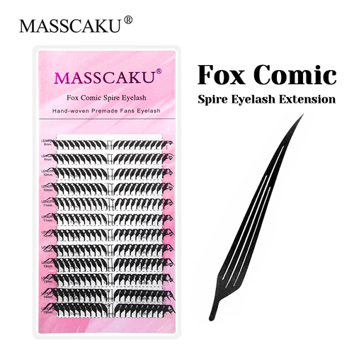 Nueva llegada Fox Spire extensión de pestañas pestañas ligeras estilo Manga C D Curl 8-15mm mezcla de pestañas de larga duración de MASSCAKU