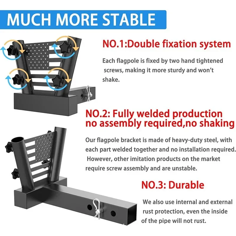 Upgraded Flagpole Seat Hook Mounting Bracket Kit Compatible Truck SUV Pickup Camping Trailer Square Mouth Suspension