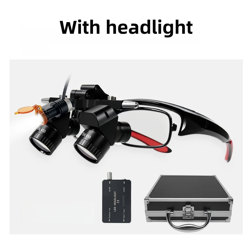Tandheelkundige Ergo Loepen 5X Medisch Vergrootglas 48 °   Optische loep Mondchirurgie Draagbare vergrootglas met koplamp Tandheelkundige apparatuur