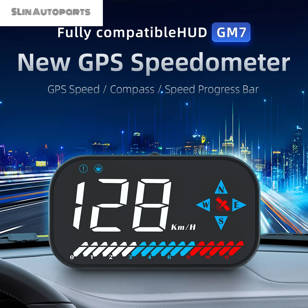 New Head Up HD Display Auto Electronics Digital HUD Multifunctional GPS Speedometer Speed Overspeed alarm Compass For All Cars
