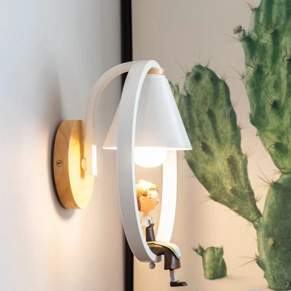 Full Spectrum Bedside Lamps Eye Protection Children's Bedroom Wall Lamp Wooden Style Modern Staircase Hallway Living Room Light