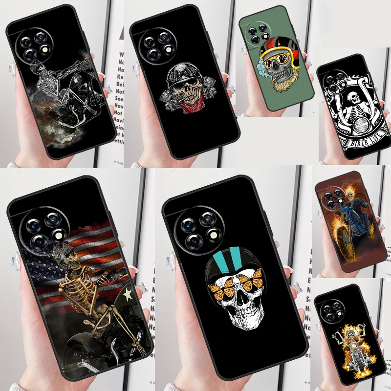 Cubierta de calavera para motociclista, para OnePlus Nord CE 4 2 3 Lite N20 N30 9 10 Pro 8T 9RT 10T 11 OnePlus 13 12 R