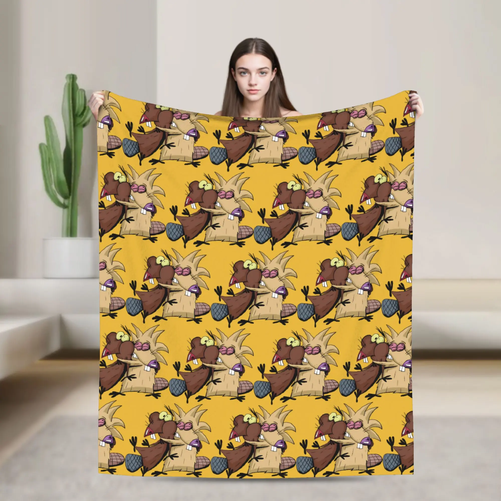 Relax Angry Beavers Daggett & Norbert Feverish  Blanket Merch Home Decorative  Blanket Throw Lightweight Thin Fleece for Car