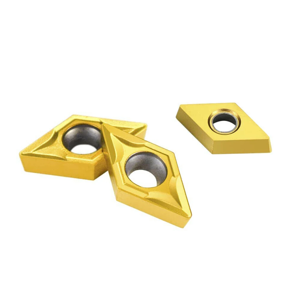 Yellow DCMT070204 Carbide Turning Inserts, Pack of 10, Superior Durability, Reliable Performance for Steel Processing