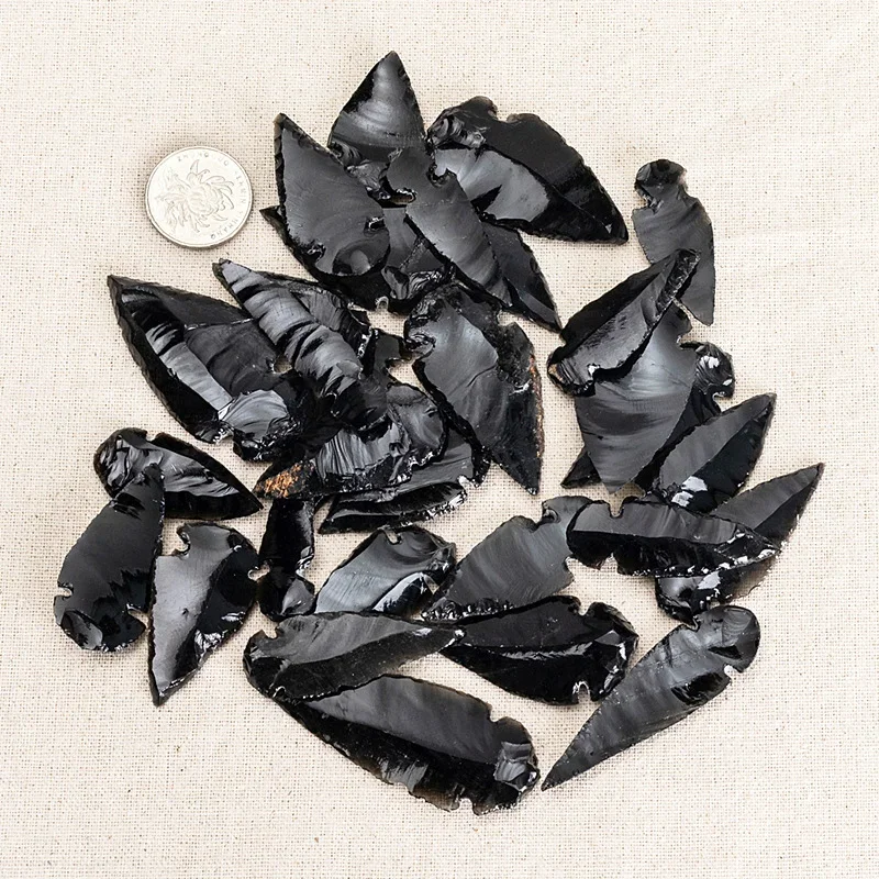 Natural Arrow Obsidian Quartz Material Evil Spirit Crystal Home Decor Reiki Healing Energy Stone DIY Jewelry Making