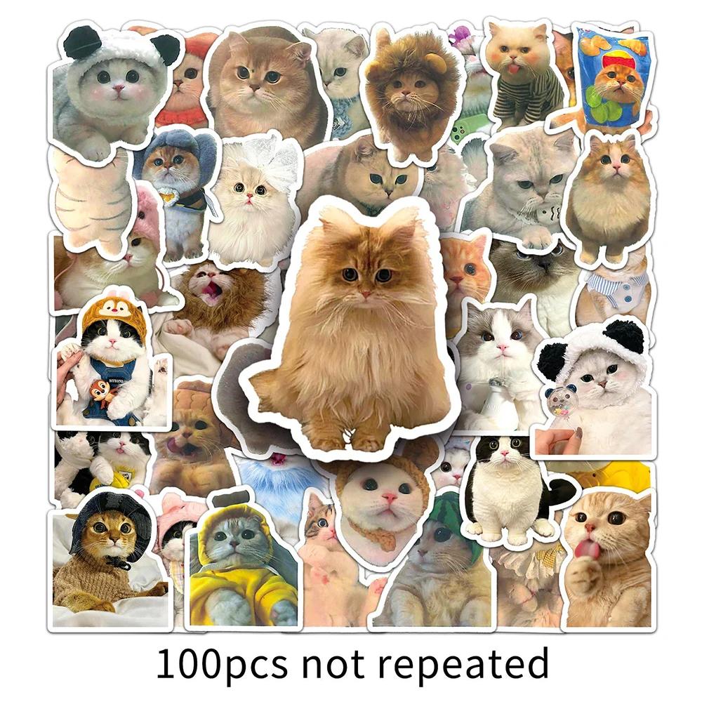 10/30/50/100PCS Kawaii Cats Stickers Cute Kitten Decals Toys DIY Phone Laptop Scrapbook Stationery Fridge Car Funny Meme Sticker