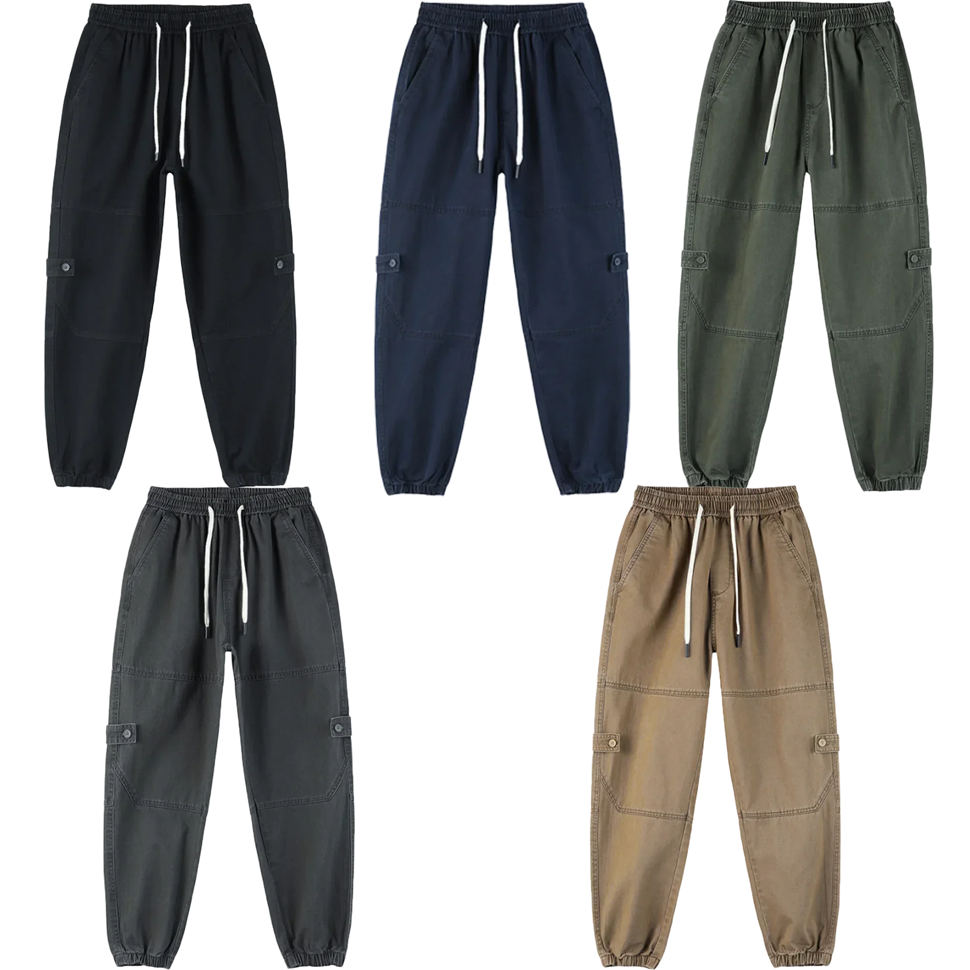 

New Four Seasons Cargo Pants Men Casual Loose Baggy Drawstring Waist Elastic Work Wear Bound Feet Trousers Cheap&Fine Clothing